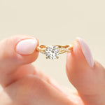 18K 1ct Lab Grown Diamond Round Cut Side Stone Engagement Ring