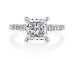 18K Solid Gold 2.25ct Princess Natural Diamond Pave Setting Engagement Ring - Alternate Angle