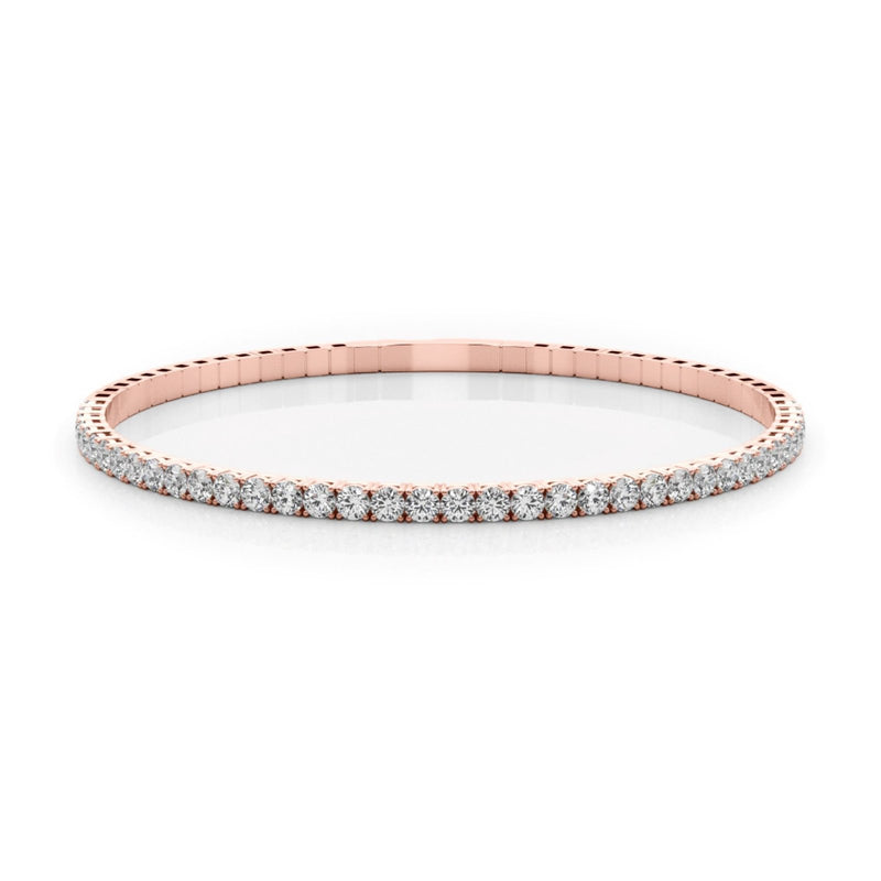 18K Solid Gold 1.00 CTW Natural Diamond Flexi Half Bangle – Stackable Jewelry - Close Up