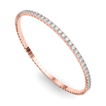 18K Solid Gold 1.00 CTW Lab Grown Diamond Flexi Half Bangle – Stackable Jewelry - Side View
