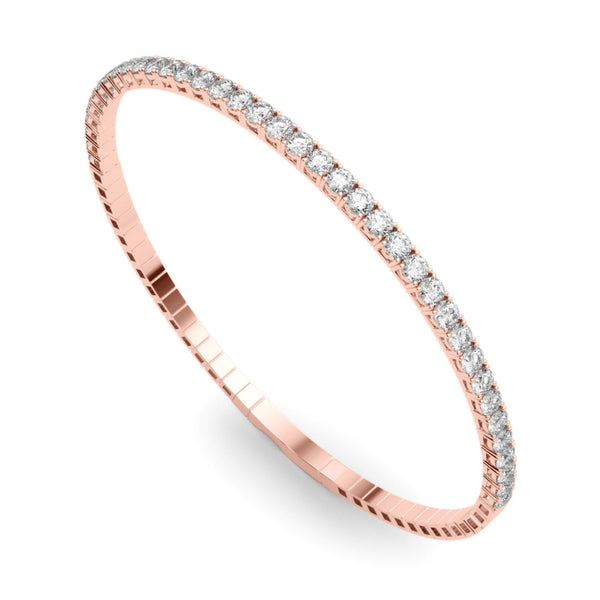 18K Solid Gold 1.00 CTW Lab Grown Diamond Flexi Half Bangle – Stackable Jewelry - Side View