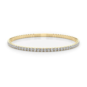 18K Solid Gold 1.00 CTW Natural Diamond Flexi Half Bangle – Stackable Jewelry