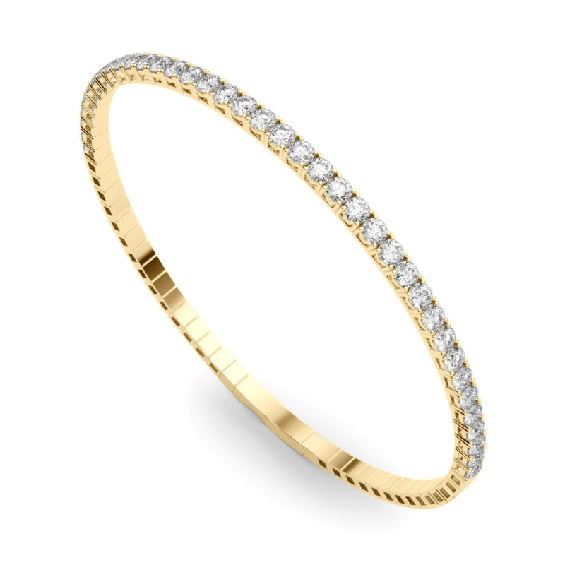 18K Solid Gold 1.00 CTW Natural Diamond Flexi Half Bangle – Stackable Jewelry - Alternate Angle