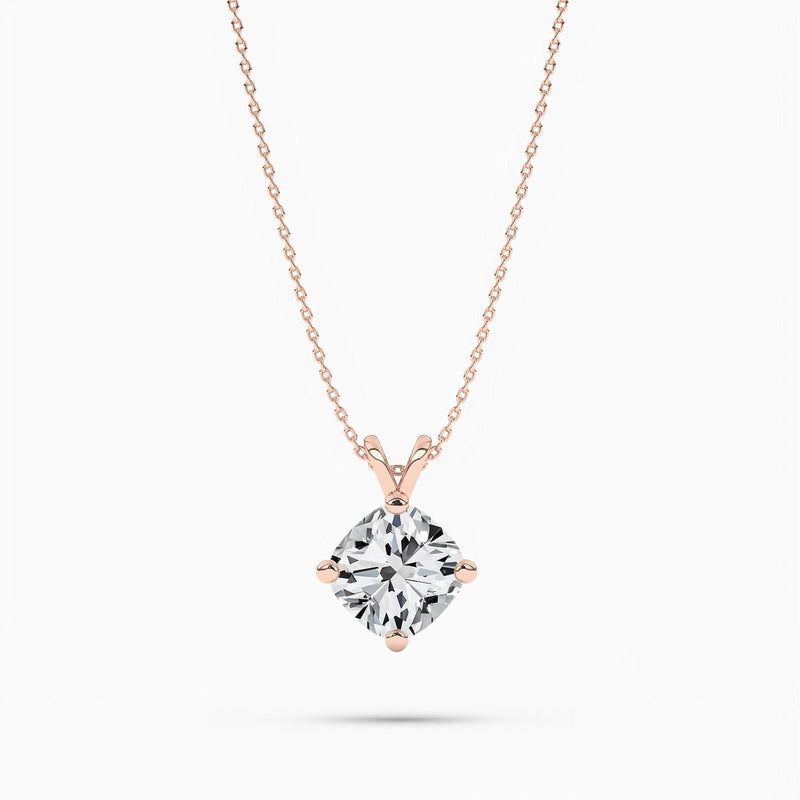 14K 2ct Natural Diamond Cushion Cut Solitaire Pendant