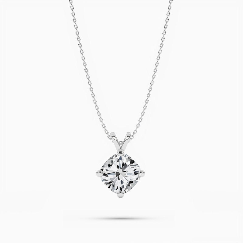 14K 2ct Natural Diamond Cushion Cut Solitaire Pendant