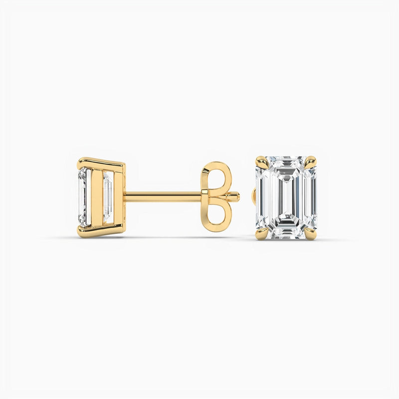 14K Lab Grown Diamond Emerald Cut Solitaire Stud Earrings
