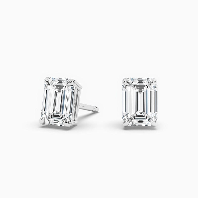 14K Lab Grown Diamond Emerald Cut Solitaire Stud Earrings