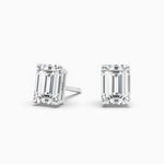 18K Solid Gold Natural Diamond Emerald Cut Solitaire Stud Earrings - View 8 | Riyanika Jewels