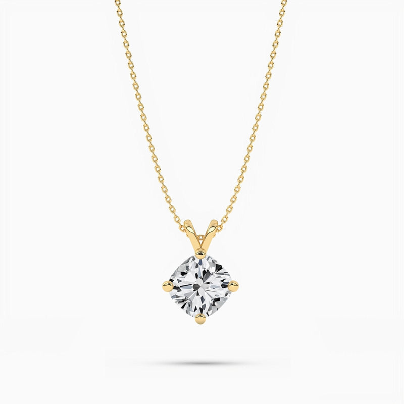 14K 2ct Natural Diamond Cushion Cut Solitaire Pendant