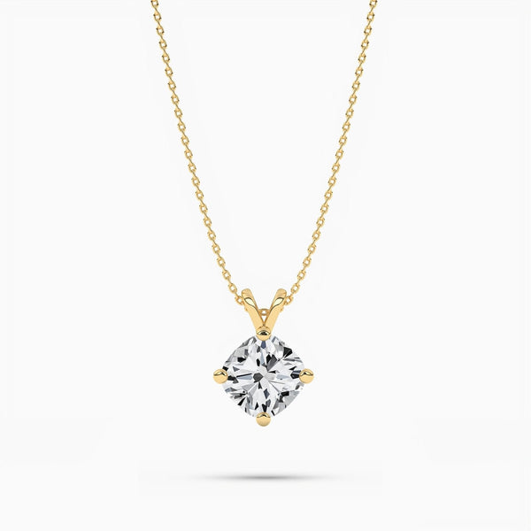 14K 2ct Lab Grown Diamond Cushion Cut Solitaire Pendant