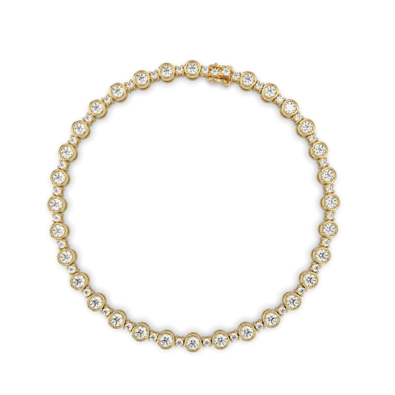 18K Solid Gold Natural Diamond Round Cut Tennis Bracelet - Alternate Angle | Riyanika Jewels