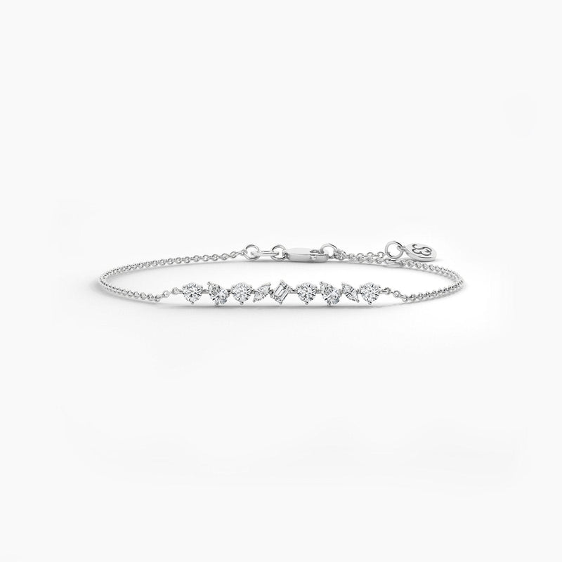 14K Solid Gold Multi-Shape Natural Diamond Bracelet