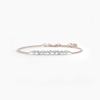 14K Solid Gold Multi-Shape Lab Grown Diamond Bracelet