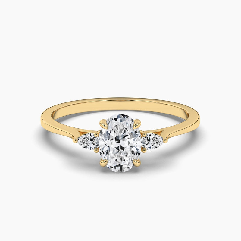 14K 1ct Lab Grown Diamond Oval Cut Three Stone Engagement Ring