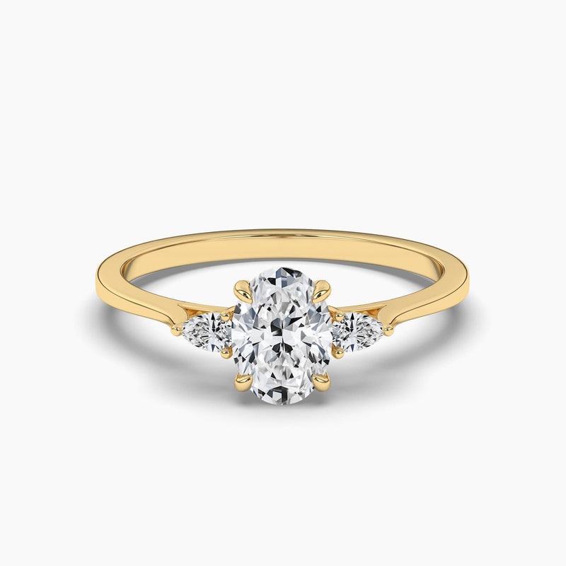 18K Solid Gold 1ct Natural Diamond Three Stone Engagement Ring