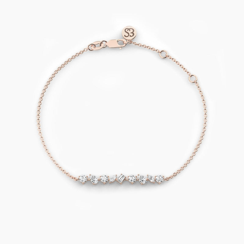 14K Solid Gold Multi-Shape Natural Diamond Bracelet