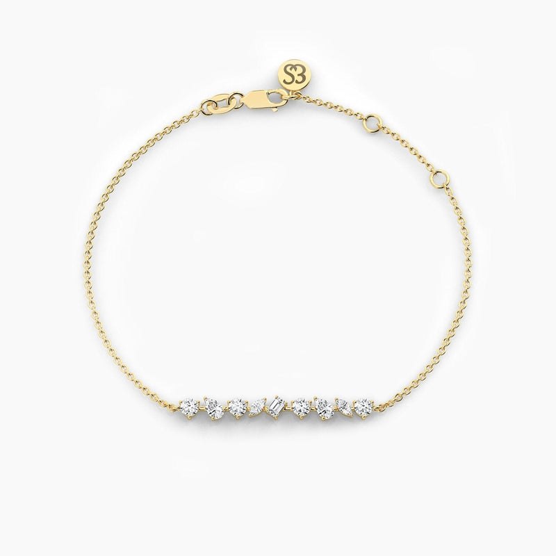 14K Solid Gold Multi-Shape Natural Diamond Bracelet