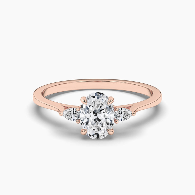 14K 1ct Lab Grown Diamond Oval Cut Three Stone Engagement Ring