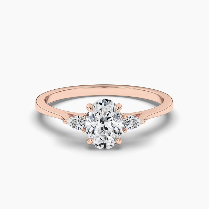 18K Solid Gold 1ct Natural Diamond Three Stone Engagement Ring - Detail | Riyanika Jewels