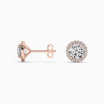 18K Solid Gold Lab Grown Diamond Round Cut Halo Stud Earrings - View 6 | Riyanika Jewels