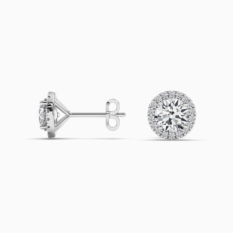 14K Lab Grown Diamond Round Cut Halo Stud Earrings