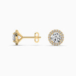 14K Lab Grown Diamond Round Cut Halo Stud Earrings