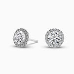 14K Natural Diamond Round Cut Halo Stud Earrings