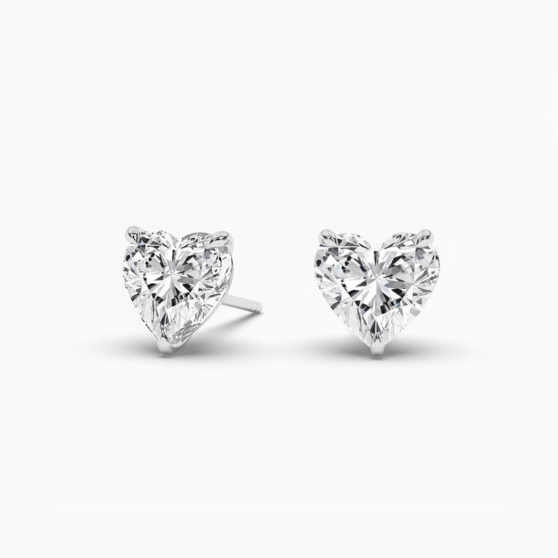 18K Solid Gold Natural Diamond Heart Cut Solitaire Stud Earrings – Perfect Gift for Her - View 7
