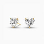 18K Solid Gold Natural Diamond Heart Cut Solitaire Stud Earrings – Perfect Gift for Her