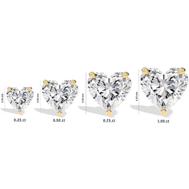 18K Solid Gold Natural Diamond Heart Cut Solitaire Stud Earrings – Perfect Gift for Her - View 8