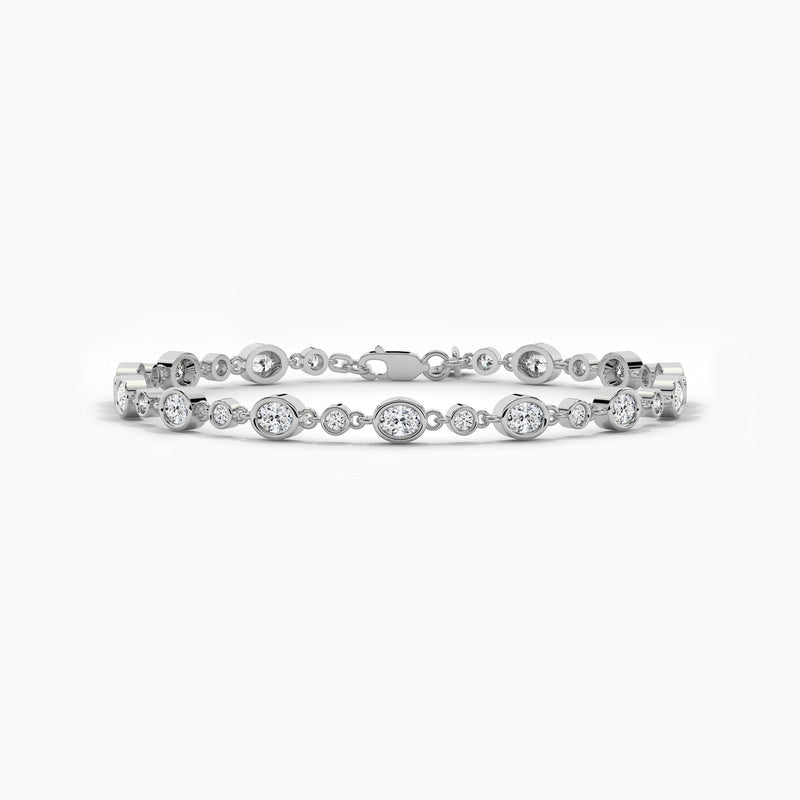 18K Solid Gold Lab Grown Diamond Oval Cut Tennis Bracelet | Delicate Layering Piece for Women - Detail | Riyanika Jewels