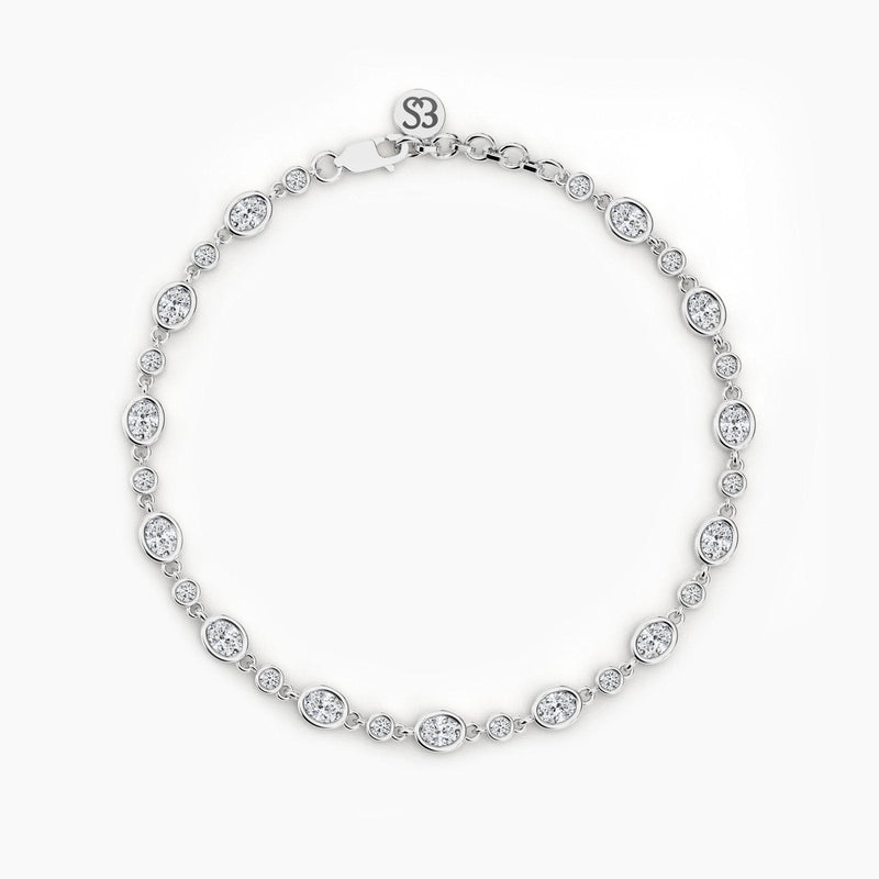 14K Natural Diamond Oval Cut Tennis Bracelet
