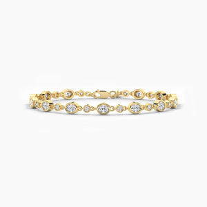 18K Solid Gold Natural Diamond Oval Cut Tennis Bracelet – Delicate Layering Piece for Women