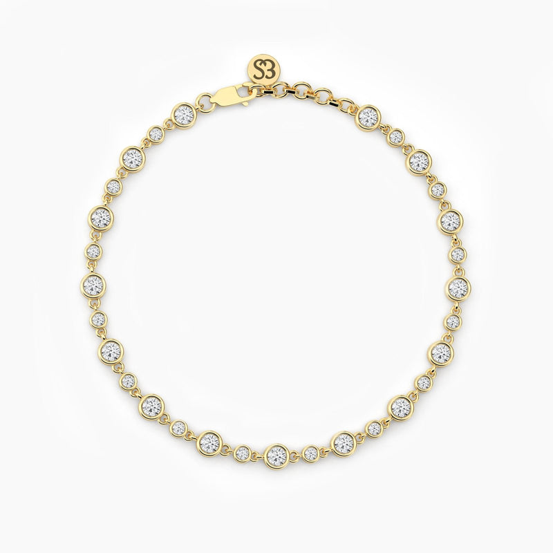 18K Solid Gold Lab Grown Diamond Round Cut Tennis Bracelet – Delicate Stacking Wedding Gift - View 7