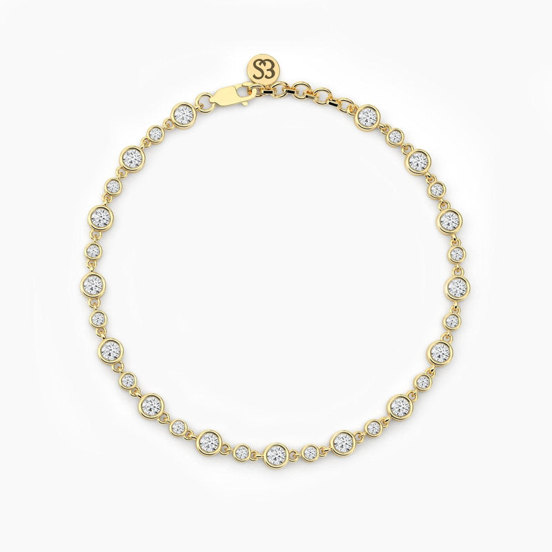 14K Natural Diamond Round Cut Tennis Bracelet