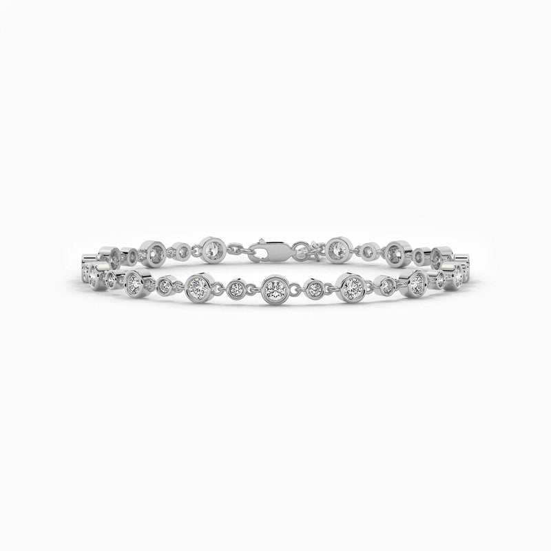 14K Natural Diamond Round Cut Tennis Bracelet
