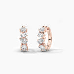 18K Solid Gold Natural Diamond Multi-Shape Huggie Earrings - Alternate Angle | Riyanika Jewels