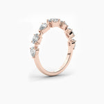 18K Solid Gold Natural Diamond Oval & Pear Cut Wedding Band – Stackable Anniversary Ring for - Side View | Riyanika Jewels
