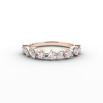 14K Natural Diamond Cluster Half Eternity Band