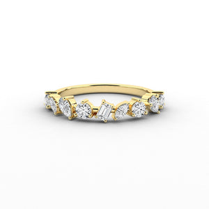 14K Lab Grown Diamond Cluster Half Eternity Band