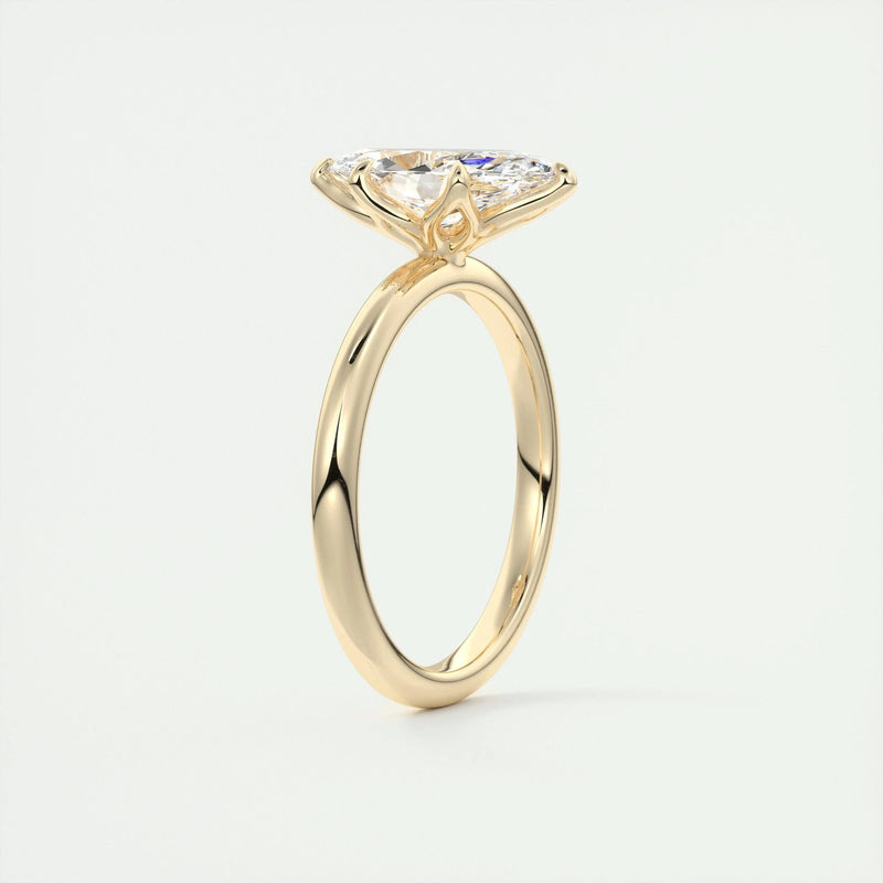 18K Solid Gold 1.50 CT Natural Diamond Marquise Cut Prong Set Engagement Ring - Close Up