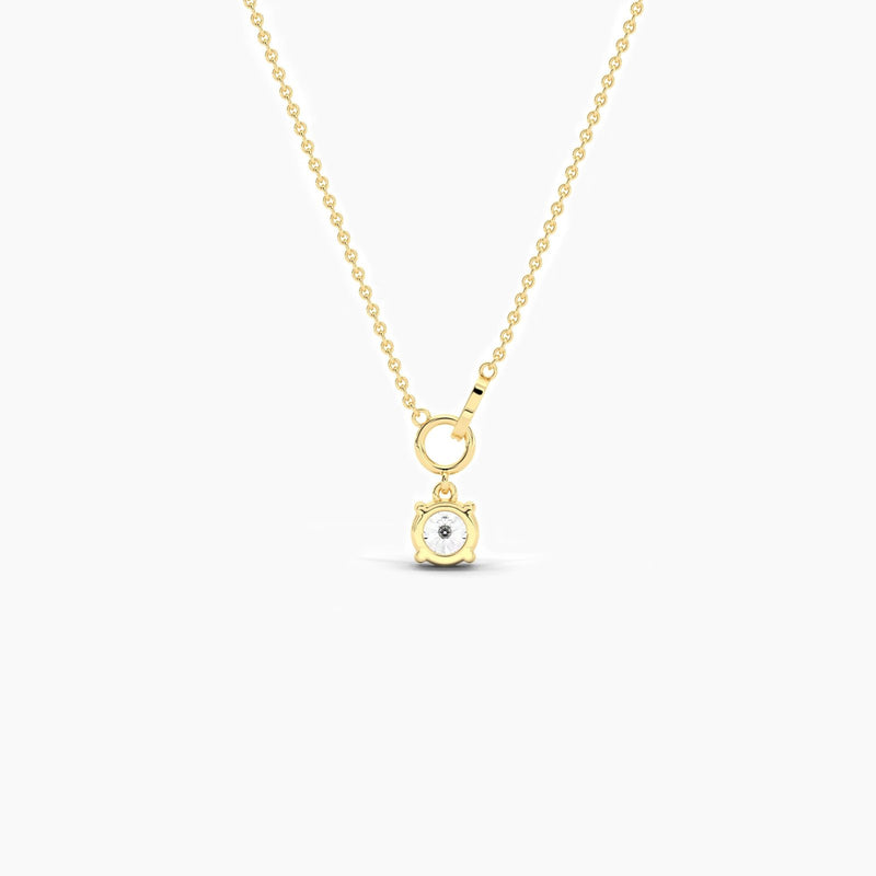 18K Solid Gold Lab Grown Diamond 1.00 Ct Round Solitaire Necklace – Minimalist - Alternate Angle