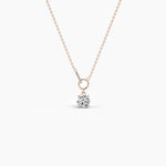 18K Solid Gold Lab Grown Diamond 1.00 Ct Round Solitaire Necklace – Minimalist Interlocking Design - View 7 | Riyanika Jewels