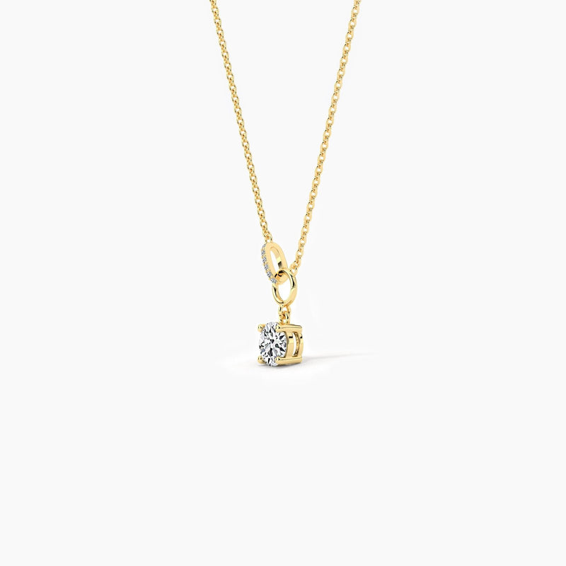 18K Solid Gold Lab Grown Diamond 1.00 Ct Round Solitaire Necklace – Minimalist Interlocking Design - View 8 | Riyanika Jewels