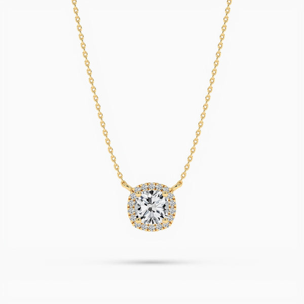14K Natural Diamond Halo Necklace