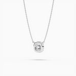 18k Solid Gold Halo Set Natural Diamond Minimalist Necklace - Detail | Riyanika Jewels