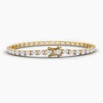 18K Solid Gold Natural Diamond Emerald Cut Tennis Bracelet – Elegant Bridal Jewelry for Women - View 8 | Riyanika Jewels