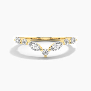 18K Solid Gold Natural Diamond Curved Wedding Band – Matching Stackable Promise Ring for Women