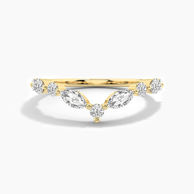18K Solid Gold Natural Diamond Curved Wedding Band – Matching Stackable Promise Ring for Women