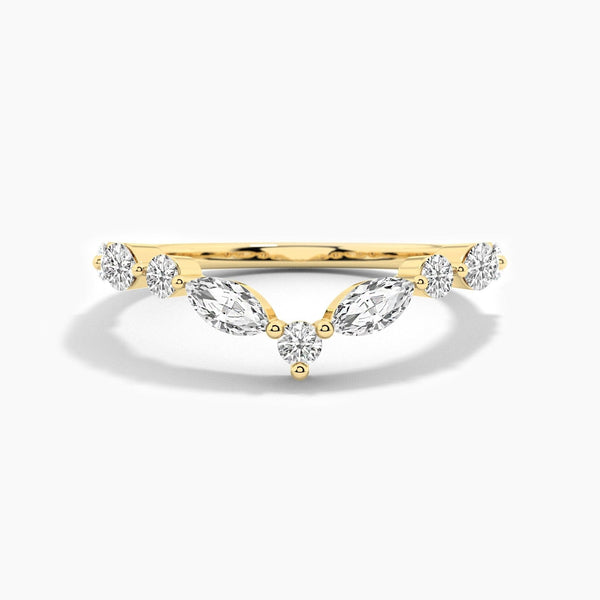 14K Solid Gold Lab Grown Diamond Curved Wedding Band – Matching Stackable Promise Ring for Women